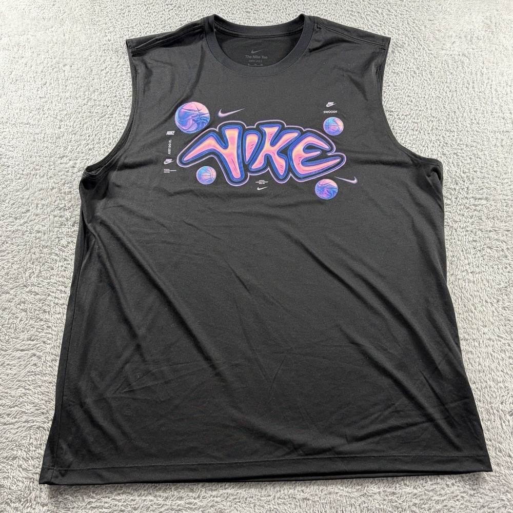 Nike Performance Tank Top Muscle Shirt Mens XL Black Wicking Dri Fit Graphic